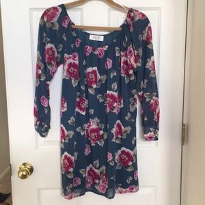 Flower off the shoulder dress.